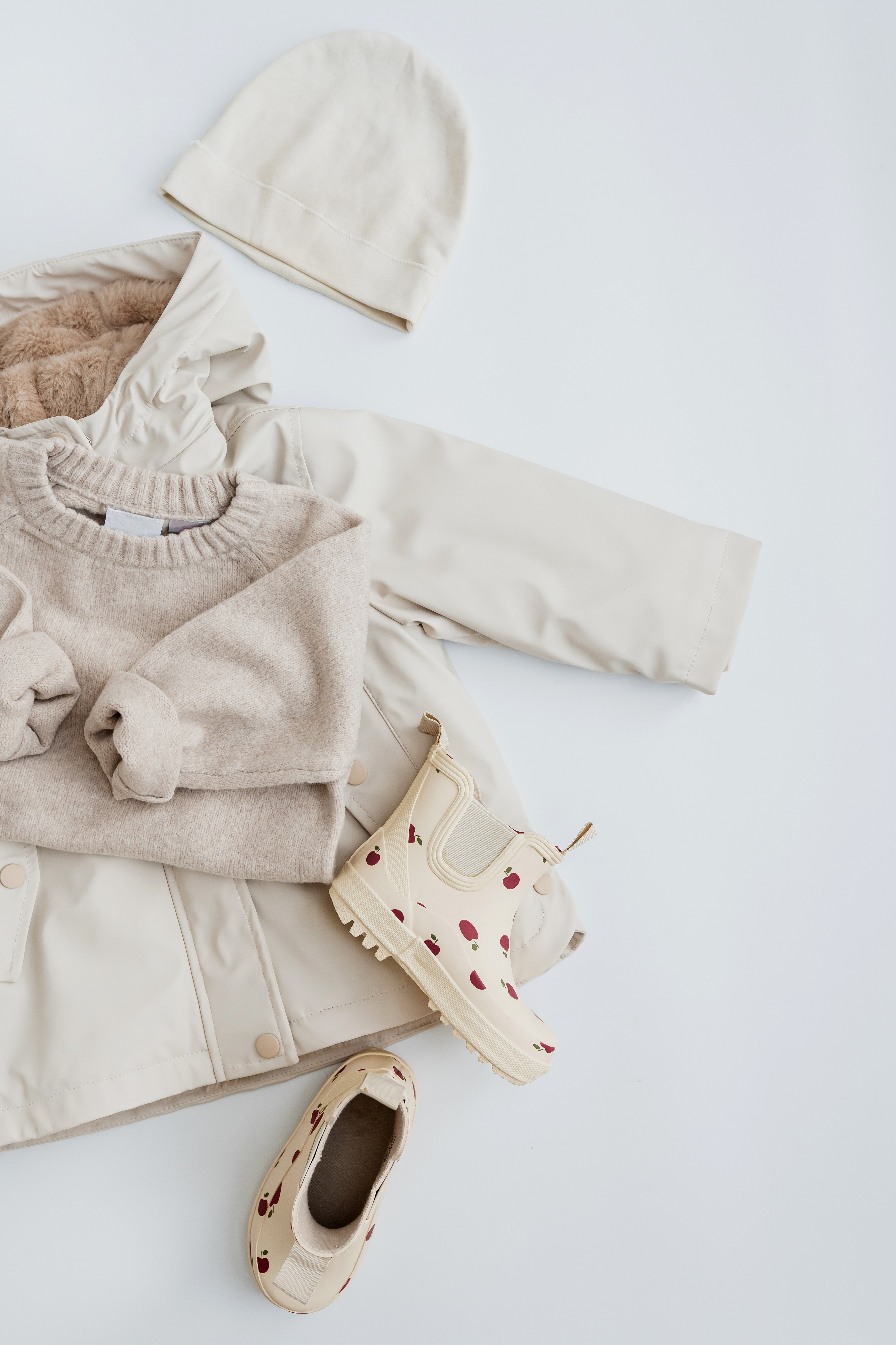 Children's Clothes. Cap, and Boots Flatlay